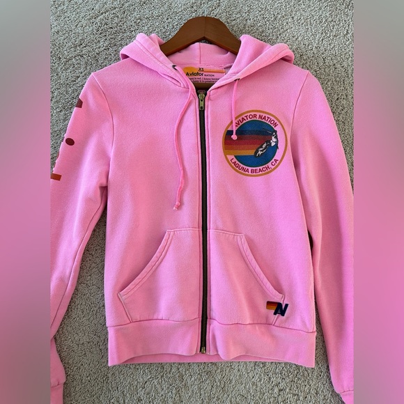 Aviator Nation Tops - Rare! Aviator Nation Laguna Beach Neon Pink sweatshirt XS